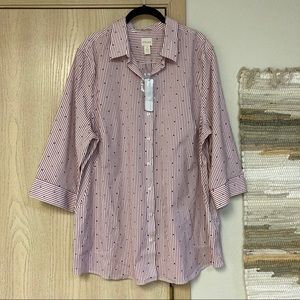 New Chico’s XXL cotton tunic button down shirt